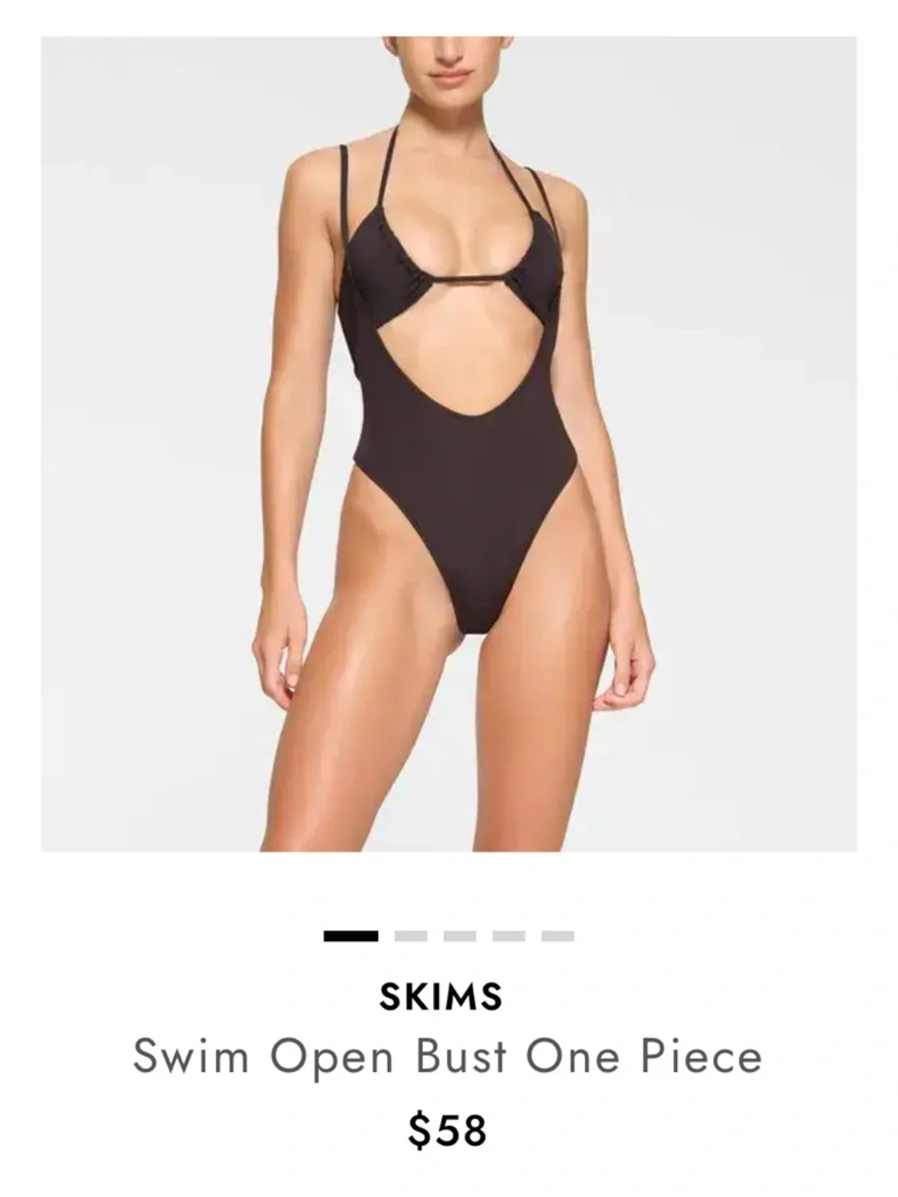 SKIMS Swim Open Bust One Piece Onyx Black Size L NWT